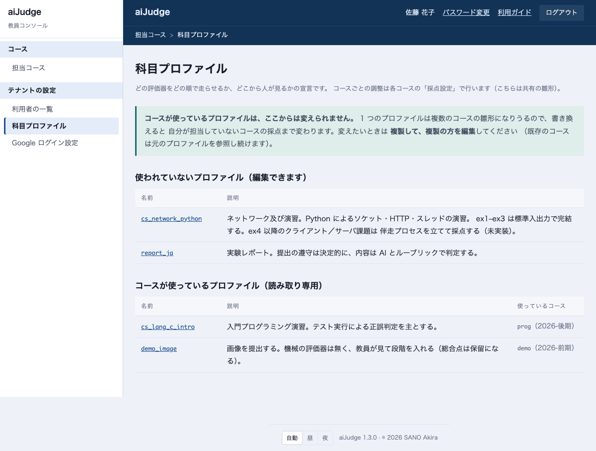 科目プロファイル